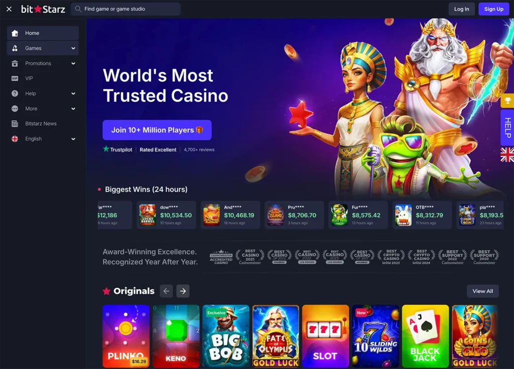 BitStarz review 2 BitStarz Casino lobby looks like this.