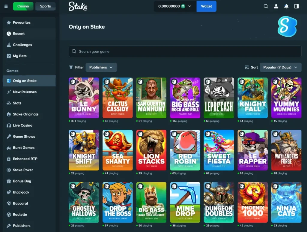 Stake review 20 Stake casino screenshot.