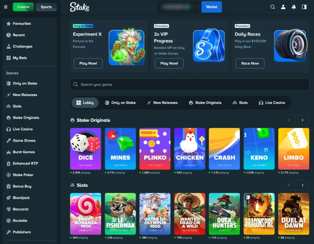 Stake review 19 Stake casino screenshot.
