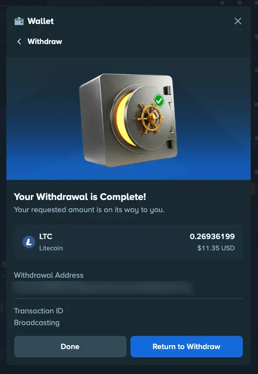 Stake review 17 Stake withdrawal done (Litecoin).