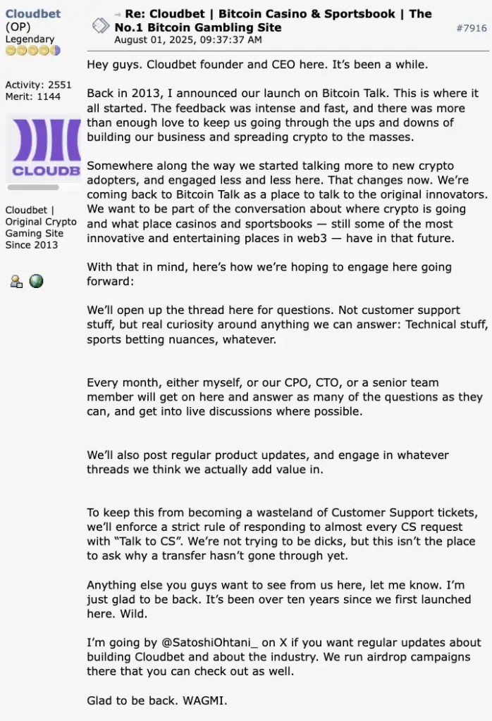 Cloudbet review 6 Cloudbet experiences from Bitcointalk.