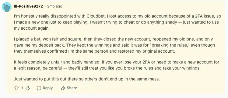 Cloudbet review 5 Cloudbet experiences on Reddit.