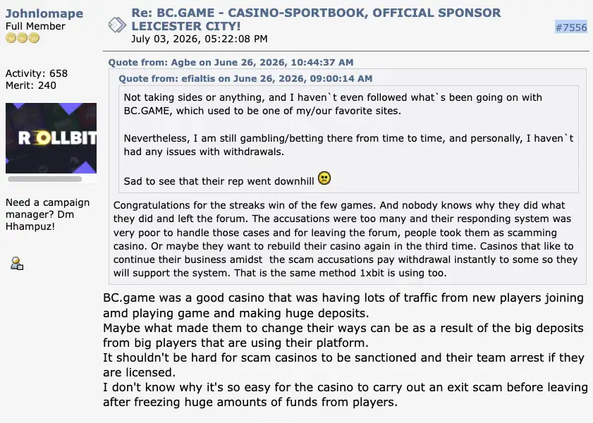 BC.game review 11 BC.game casino player experiences on BitcoinTalk.org.