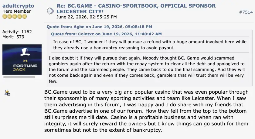 BC.game review 14 BC.game casino player experiences on BitcoinTalk.org.